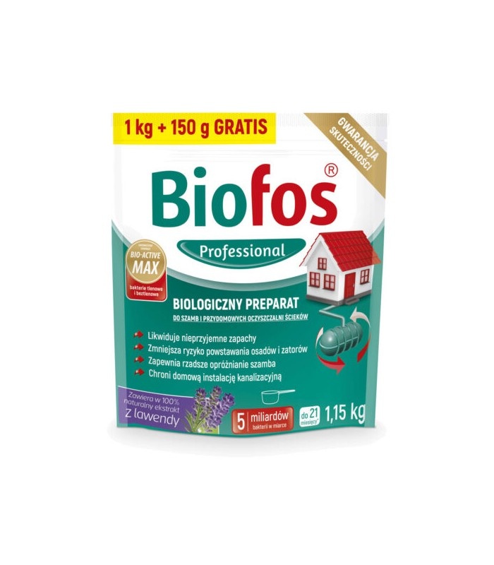 Биологический препарат для септиков, дачных туалетов и придомовых очистных станций Biofos Professional, 1,15 кг (мягкая упаковка)