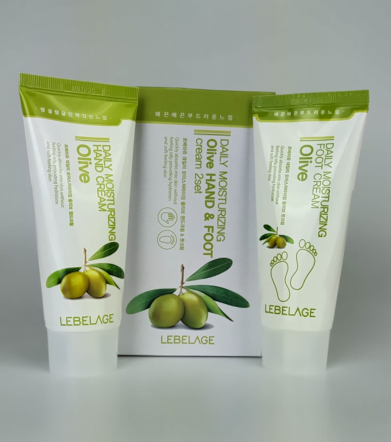 Набор кремов с оливой DAILY MOISTURIZING OLIVE  HAND CREAM & FOOT CREAM, LEBELAGE, 100 мл*2 шт.