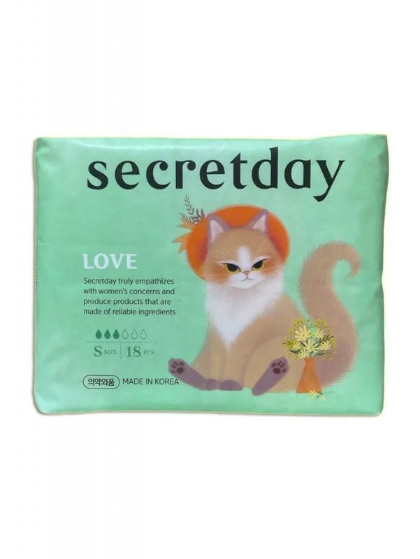Ультратонкие дышащие прокладки Love S size, Secretday, 18 шт. (21 cм.)                                                                                                                                                                              