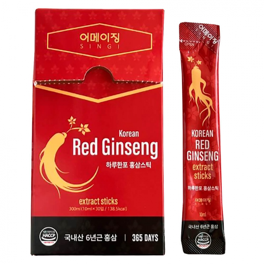 Сиропы с экстрактом корейского красного женьшеня 6 year old korean red ginseng, SINGI,  (10 мл x 30 шт.)