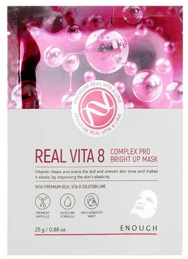 Маска на тканевой основе с витаминным комплексом Real Vita 8 Complex Pro Bright up mask, Enough, 25 г