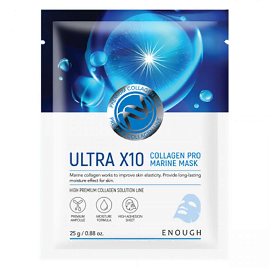 Маска на тканевой основе Ultra X10 collagen Pro Marine mask, Enough, 25 г