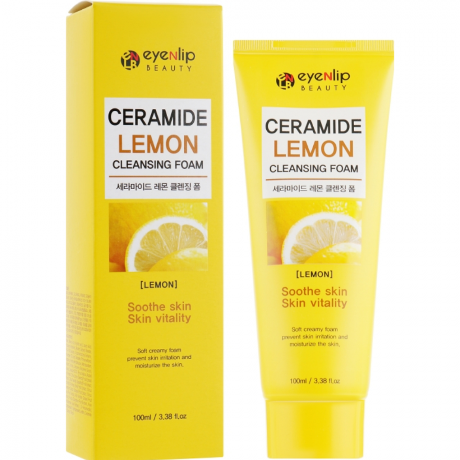Пенка для лица с лимоном CERAMIDE LEMON CLEANSING FOAM, EYENLIP, 100 мл