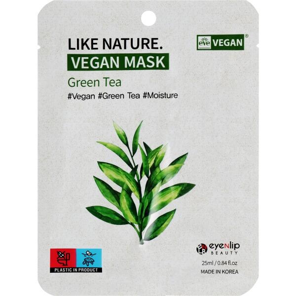 Маска тканевая с экстрактом зеленого чая Like Nature Vegan Mask Pack Green Tea, EYENLIP, 25 мл