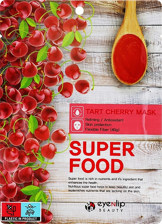 Маска на тканевой основе с экстрактом терпкой вишни Super Food Mask Tart Cherry, EYENLIP, 23 мл