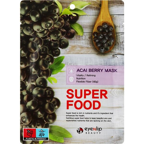 Маска на тканевой основе с экстрактом ягод асаи Super Food Mask Acai Berry, EYENLIP, 23 мл