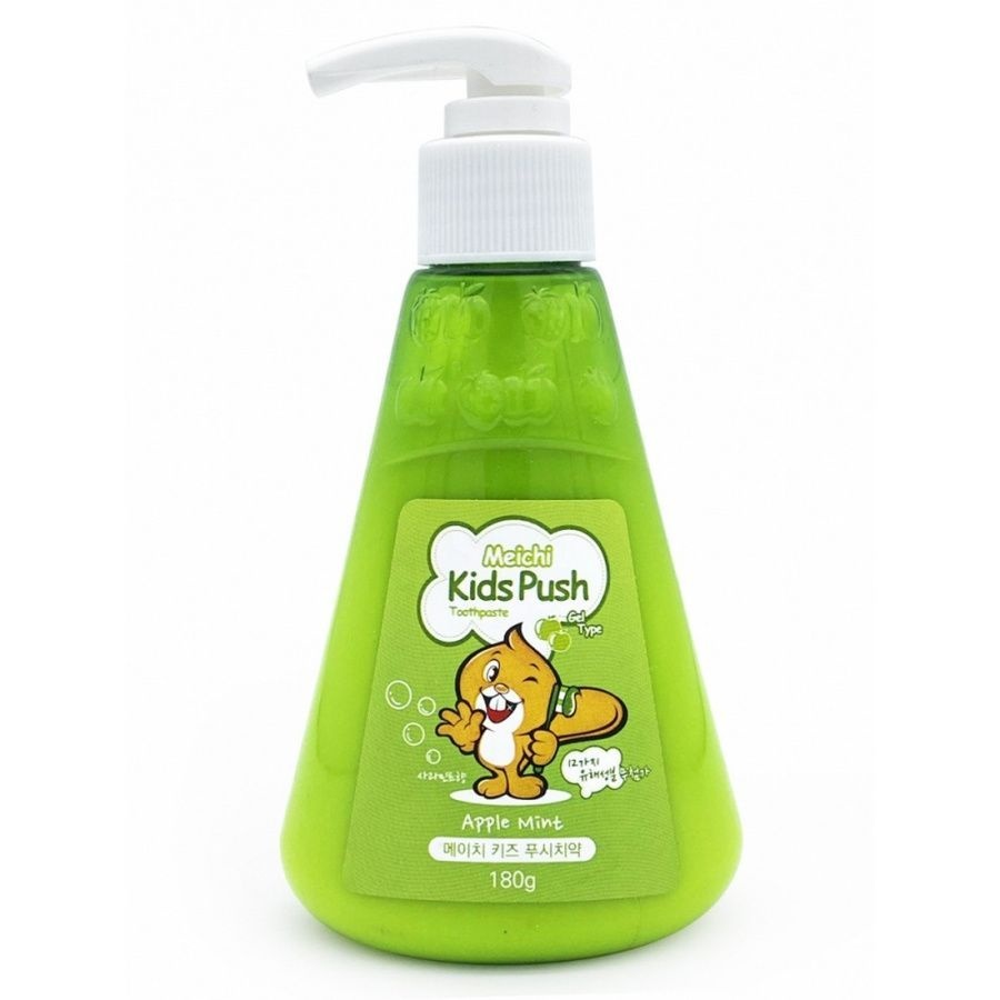Детская зубная паста с экстрактом яблока Meichi Kids Push Apple Mint, Hanil, 180 г