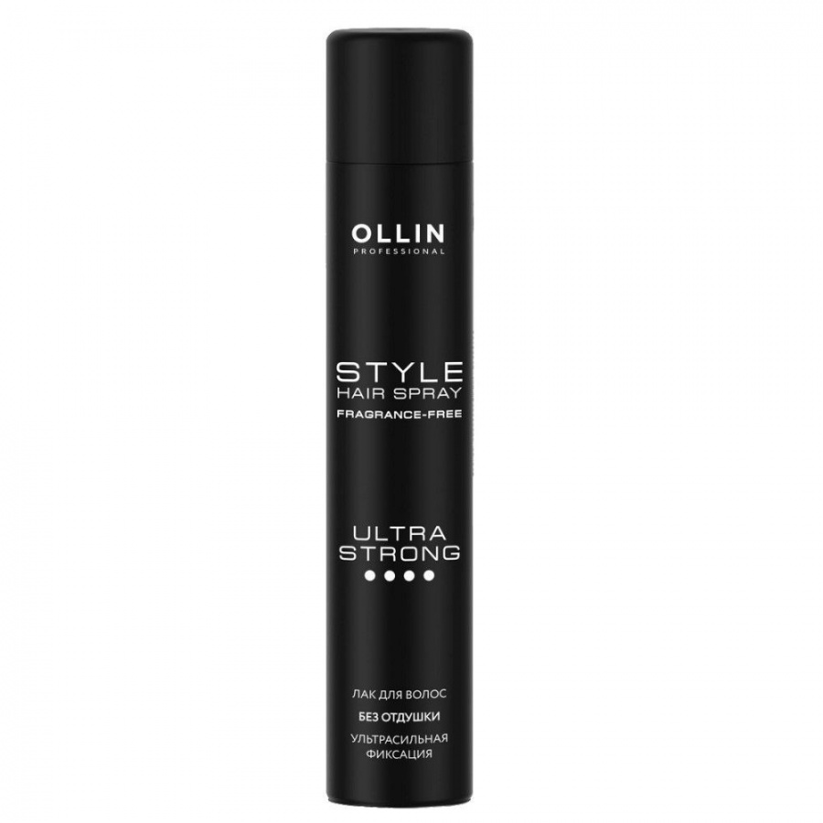 Лак для волос ультрасильной фиксации без отдушки Style Hair Spray Fragnance Free Ultra Strong, Ollin, 400 мл