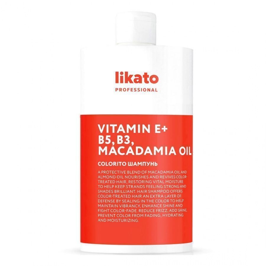 Шампунь для окрашенных волос Colorito Vitamin E + B5, B3, Macadamia Oil, Likato, 750 мл