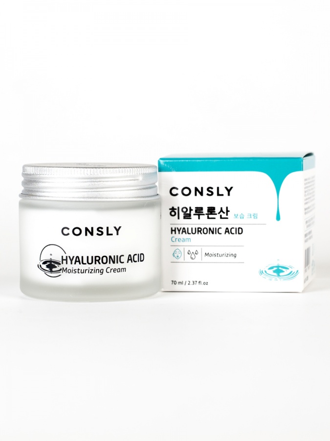 Крем для лица увлажняющий с гиалуроновой кислотой и бета-глюканом Hyaluronic Acid , CONSLY, 70 мл