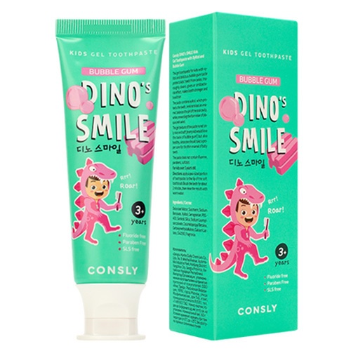 Паста зубная гелевая детская с ксилитом и вкусом жвачки, Dino's Smile, Consly, 60 г 
