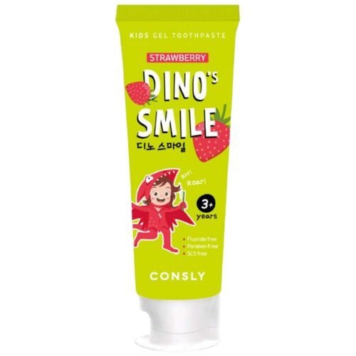 Паста зубная гелевая детская с ксилитом и вкусом клубники, Dino's Smile, Consly, 60 г 