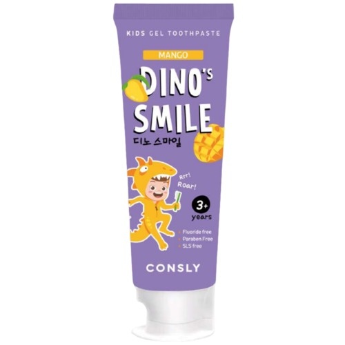 Паста зубная гелевая детская с ксилитом и вкусом манго, Dino's Smile, Consly, 60 г 