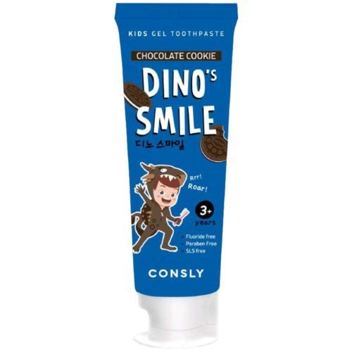 Паста зубная гелевая детская с ксилитом и вкусом шоколадного печенья Dino's Smile, Consly, 60 г 