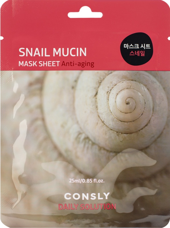 Маска тканевая для лица с муцилом улитки, Snail Mucilom, Consly, 25 мл