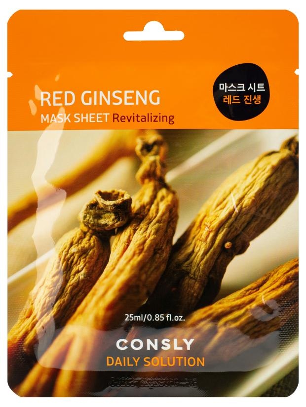 Маска тканевая для лица с экстрактом красного женьшеня , Red Ginseng Consly, 25 мл