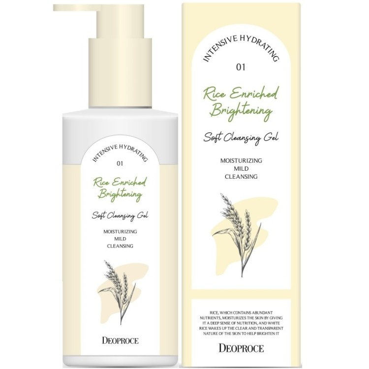 Гель для умывания RICE ENRICHED BRIGHTENING SOFT CLEANSING GEL,DEOPROCE, 200 мл