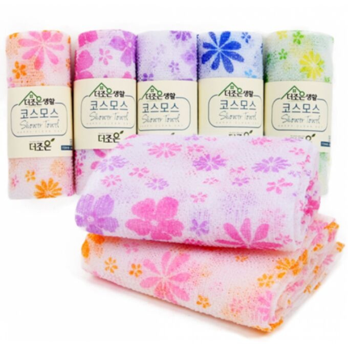Мочалка-полотенце для душа Shower Towel Happy Clean Day Ромашка, жесткая, 29х100 см, Vival 1 шт