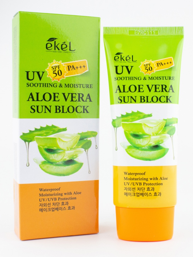 Крем солнцезащитный с алоэ Soothing & Moisture Sun Block SPF50/PA+++ Aloe Vera, Ekel 70 мл
