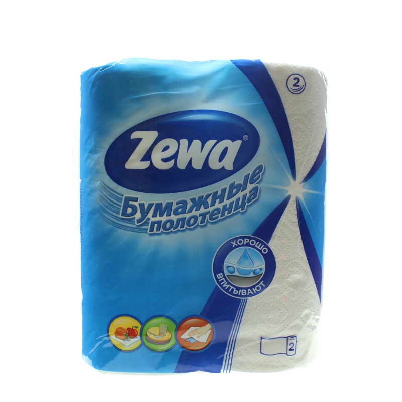 Бумажные полотенца 2-слойные, Zewa 2 шт/уп