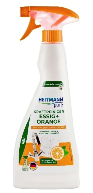 Сильнодействующий спрей для удаления известкового налета с уксусом и апельсиновым маслом Pure Kraft Reiniger Essig + Orange Анти-известь Уксус + Апельсин , Heitmann 500 мл