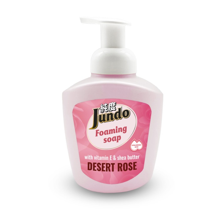 Мыло-пенка для рук увлажняющее с гиалуроновой кислотой, витамином Е, маслом ши и ароматом розы Foaming Soap Desert Rose, Jundo 400 мл