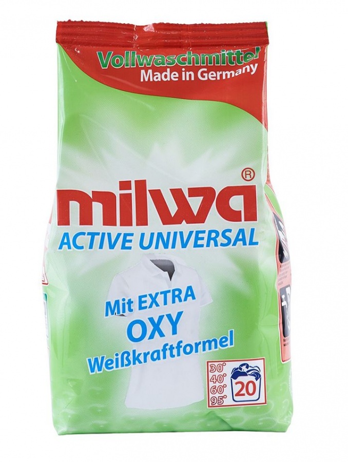 Стиральный порошок концентрированный для белого белья Active Universal Mit Extra OXY, Milwa 1,34 кг на 20 стирок
