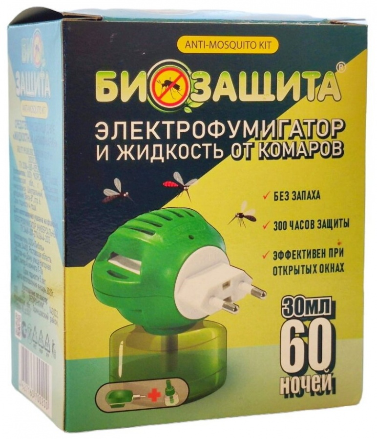  Комплект Жидкость от комаров без запаха 60 ночей + электрофумигатор Биозащита, Оборонхим 30 мл/1 шт