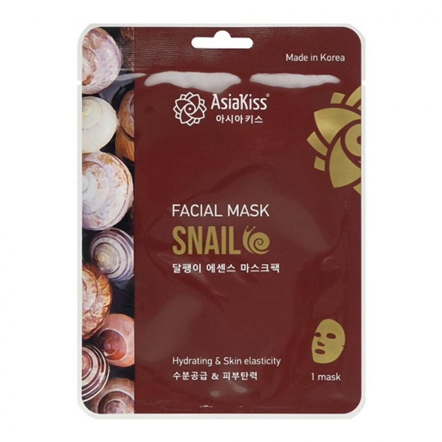 Тканевая маска для лица с муцином улитки Snail Essence Facial Mask, AsiaKiss 25 г