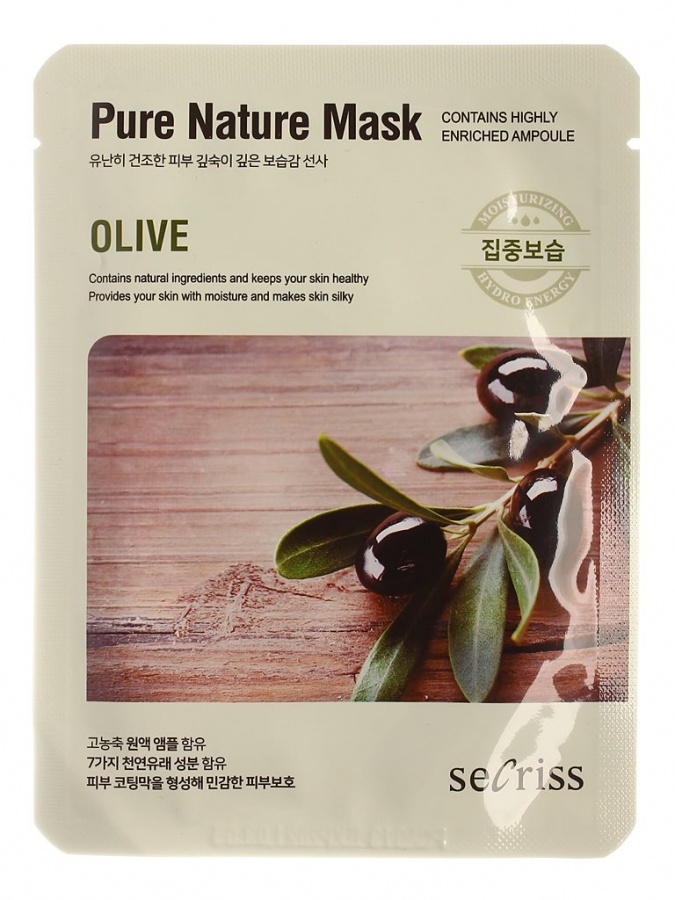 Тканевая маска для лица с экстрактом оливы Secriss Pure Nature Mask Olive, Anskin 25 мл 
