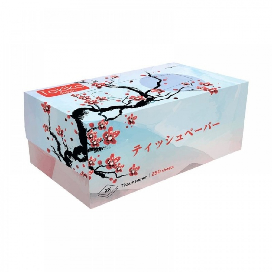 Бумажные салфетки в коробке 2-слойные Tokiko Japan, 250 шт.