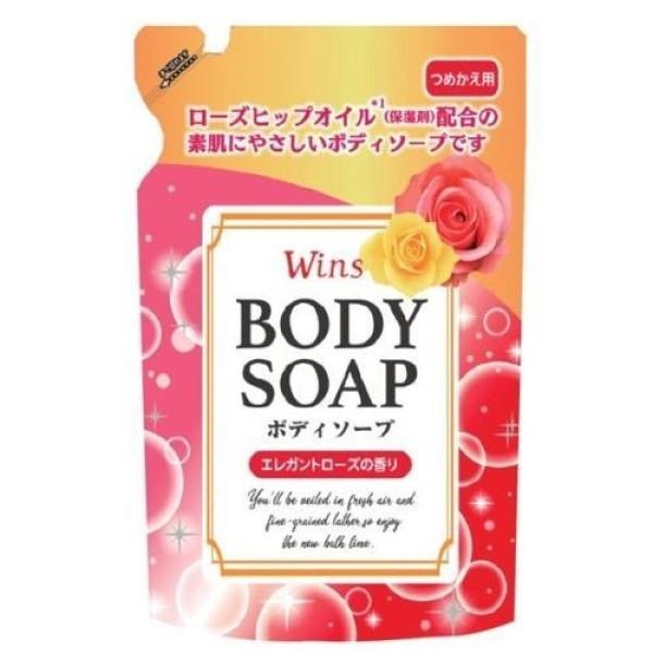 Крем-мыло для тела с розовым маслом и богатым ароматом Wins Body Soap Rose, Nihon, 340 г (мягкая упаковка)