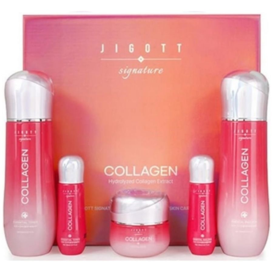 Набор увлажняющих средств для лица: тонер, эмульсия, крем Signature Collagen Essential Skin Care 3 Set, Jigott 