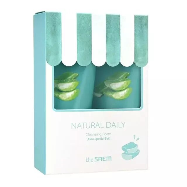 Набор пенок Natural Daily Cleansing Foam Aloe Special Set 2, THE SAEM, 150 мл*2