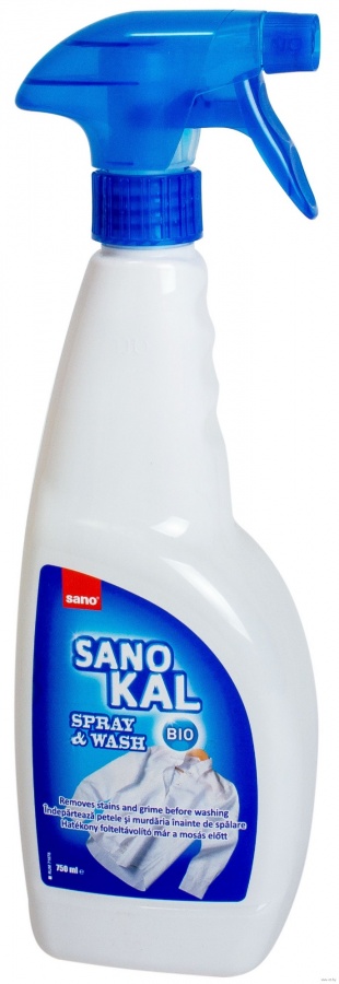 Пятновыводитель Sanokal Spray & Wash Bio, SANO, 750 мл