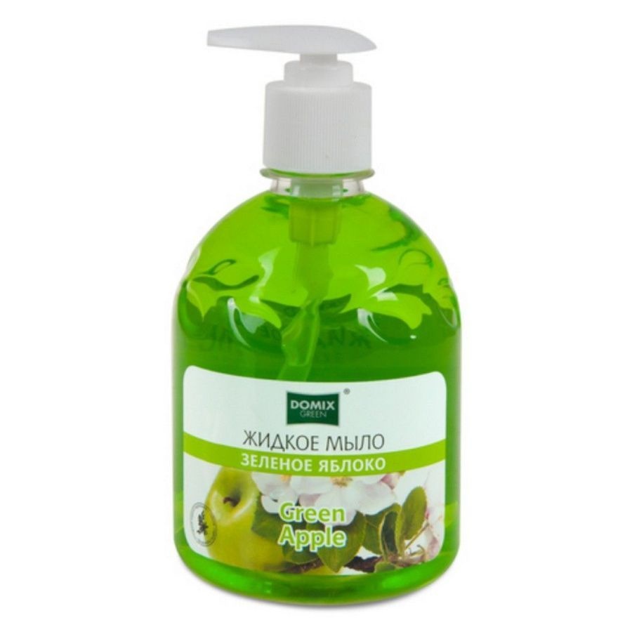 Жидкое мыло с дозатором Зелёное яблоко, Domix Green, 500 мл