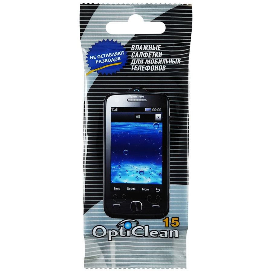 Влажные салфетки антибактериальные для мобильных телефонов Opti Clean, 20 шт.