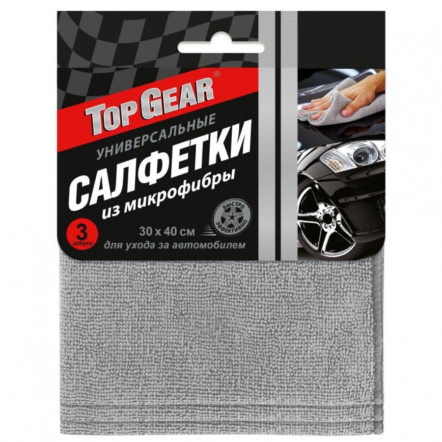 Салфетка из микрофибры для ухода за автомобилем Top Gear, 30*40 см