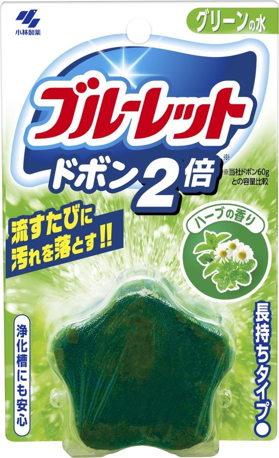Двойная очищающая и дезодорирующая таблетка для бачка унитаза с ароматом трав Bluelet Dobon W Herb, Kobayashi, 120 г
