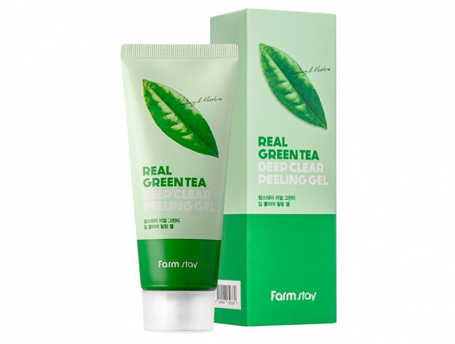 Гель отшелушивающий с экстрактом зеленого чая FarmStay Real Green Tea Deep Clear Peeling Gel, FARMSTAY, 100 мл
