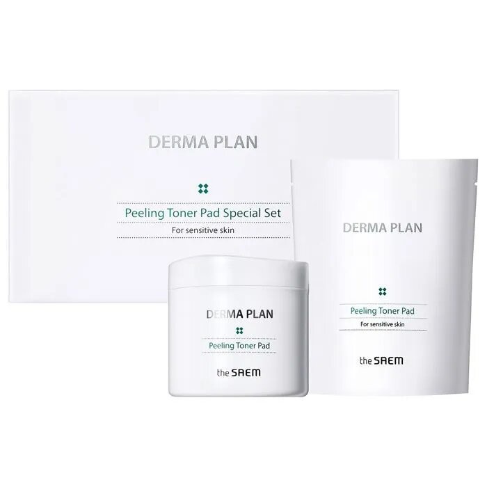 Пэды для лица очищающие набор Derma Plan Peeling Toner Pad Special Set, THE SAEM, 145 мл/105 мл