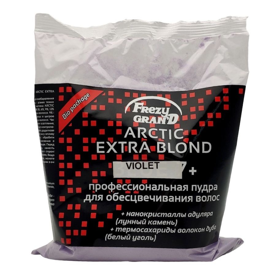 Профессиональная пудра для обесцвечивания волос Powder Bleach Arctic Extra Blond Violet 7+, Frezy Grand, 500 г