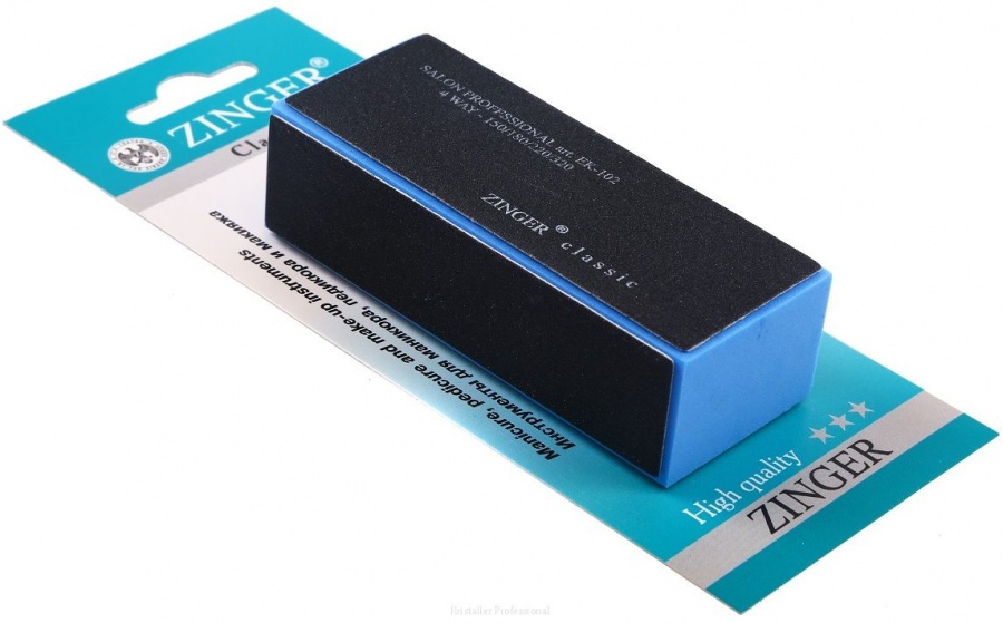 Бафик для шлифовки ногтей 4-х сторонний / Classic EK-102, Zinger, 150 / 180 / 220 / 320 грит, черный