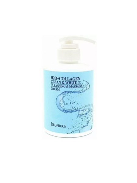 Крем H2O+COLLAGEN CLEAN & WHITE CLEANSING & MASSAGE CREAM, DEOPROCE, 430 мл