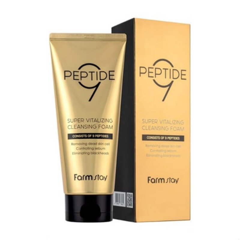 Пенка омолаживающая с комплексом из 9 пептидов Peptide 9 Super Vitalizing Cleansing Foam, FarmStay, 180 мл