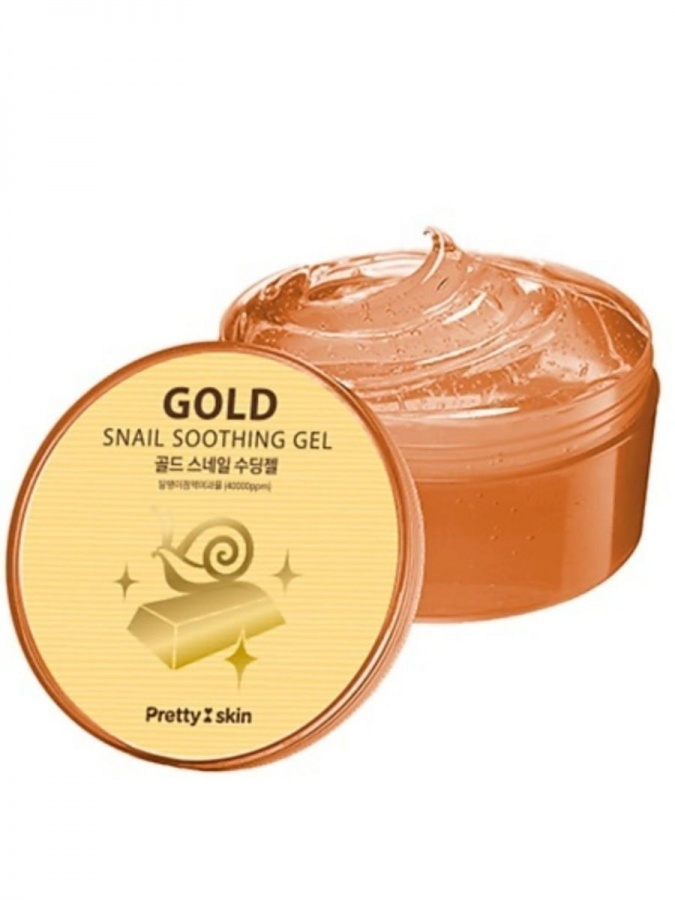 Гель мультифункциональный для лица и тела с муцином улитки и 24К золотом PRETTYSKIN, 300 мл                                                                