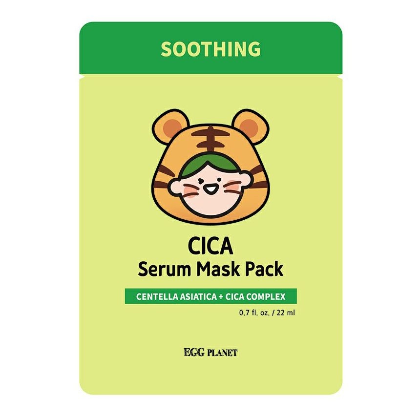 Маска на тканевой основе успокаивающая с центеллой азиатской EGG Planet Cica  serum mask pack, DAENG GI MEO RI, 22 мл