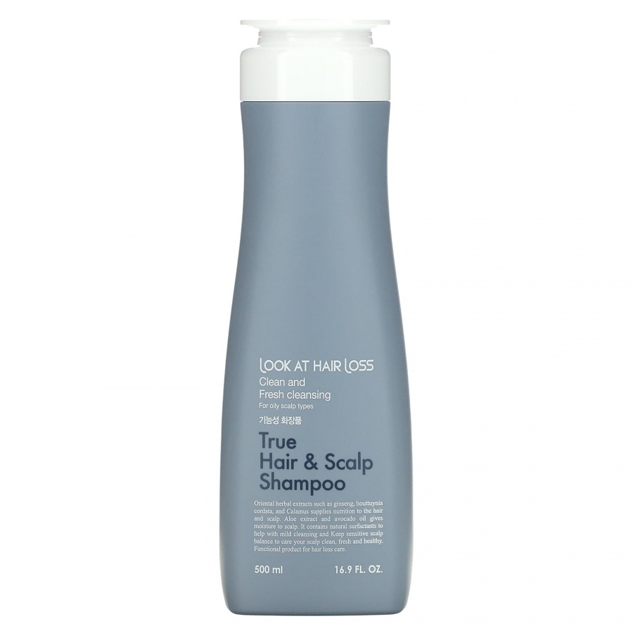 Шампунь для волос для жирной кожи головы LOOK AT HAIR LOSS TRUE HAIR&SCALP SHAMPOO, DAENG GI MEO RI, 500 мл