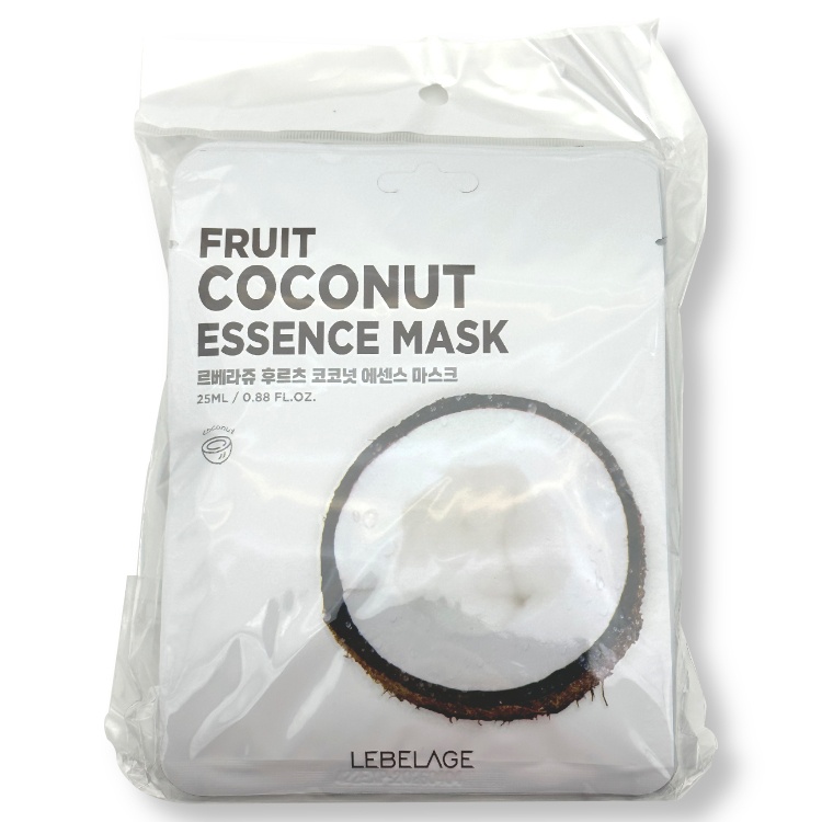 Маска для лица тканевая с экстрактом кокоса FRUIT COCONUT ESSENCE MASK, LEBELAGE 