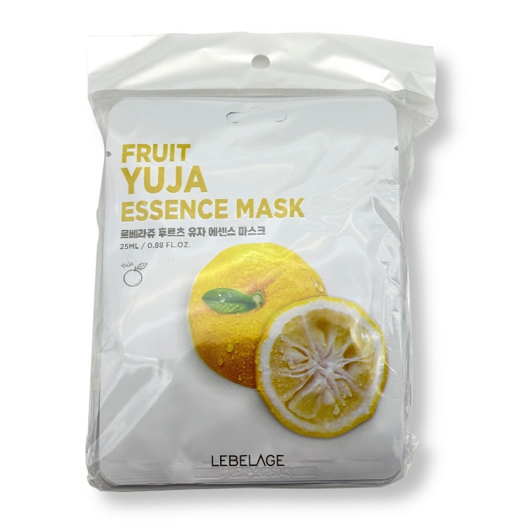 Маска для лица тканевая с экстрактом юдзу FRUIT YUJA ESSENCE MASK, LEBELAGE 